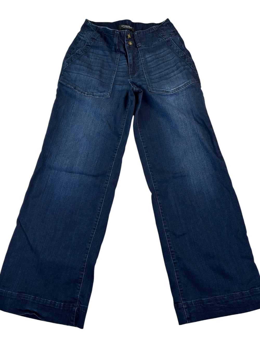 Liverpool Los Angeles Patch Pocket Wide Leg Utility Jeans 8/29 Quiet Luxury